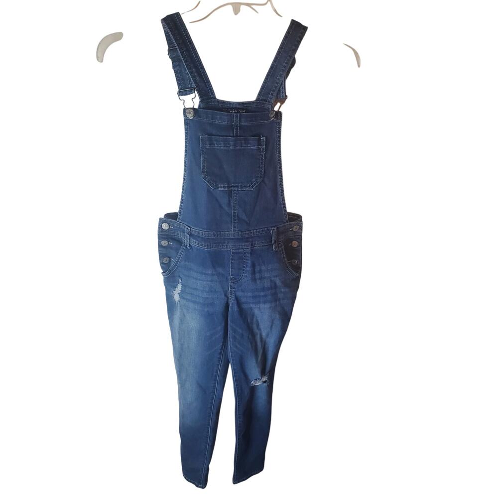Hippie Girl Distressed Denim Overalls, Size 12